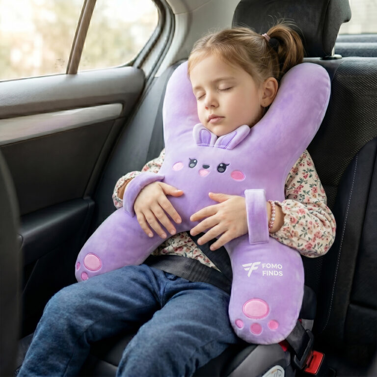 Kids car sleeping pillow Luna the Bunny purple